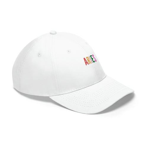 Aries multi-color text baseball hat