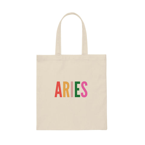 Aries multi-color text tote bag