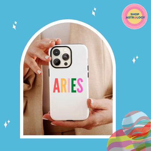 Aries multi-color text phone case cover