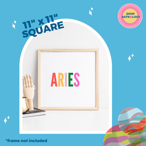 Aries multi-color text wall art
