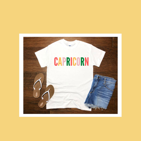 Capricorn multi-color text shirt