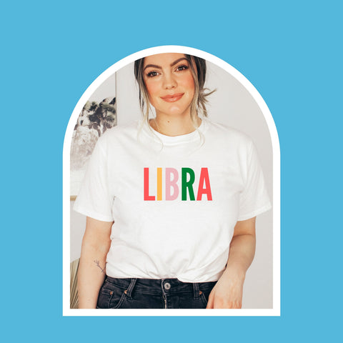 Libra multi-color text shirt