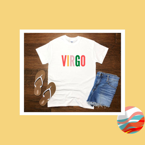 Virgo multi-color text shirt
