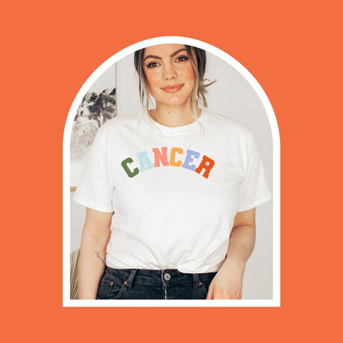 Cancer pastel text varsity shirt