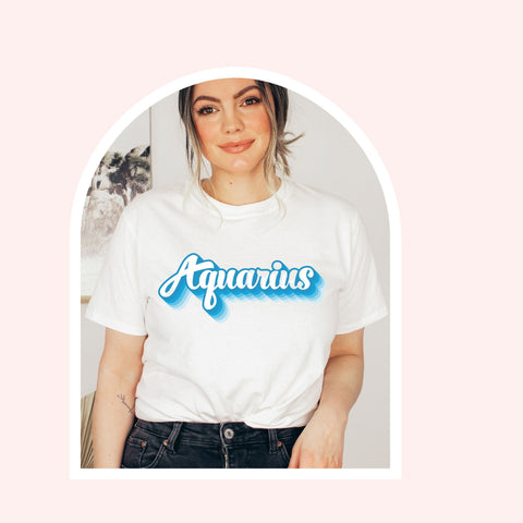 Aquarius 70s retro zodiac shirt