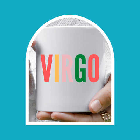 Virgo 11 ounce multi-color text mug