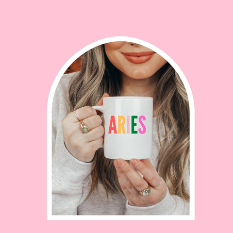 Aries colorful text 11 ounce mug