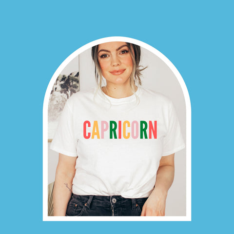 Capricorn multi-color text shirt