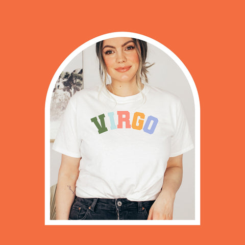 Virgo pastel text varsity shirt