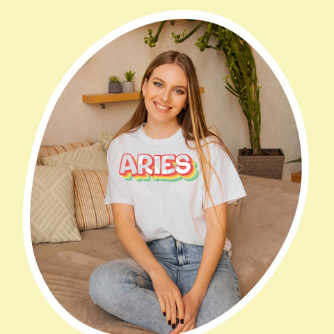 Aries 70s retro zodiac shirt