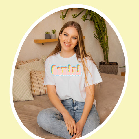 Gemini 70s retro zodiac shirt