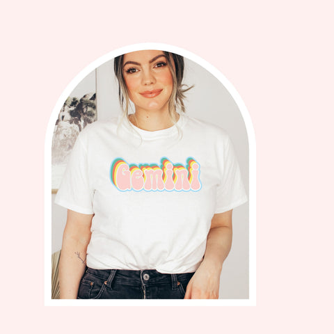 Gemini 70s retro zodiac shirt