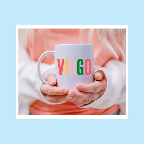 Virgo 11 ounce multi-color text mug