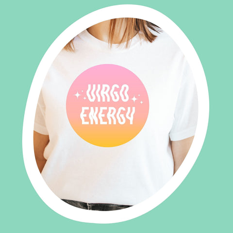 Virgo energy pink gradient shirt