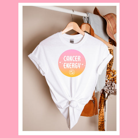 Cancer energy pink gradient shirt