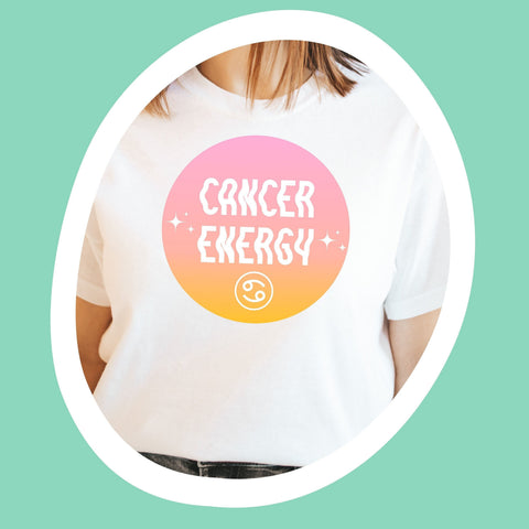 Cancer energy pink gradient shirt
