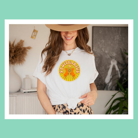 Sagittarius psychedelic trippy design shirt