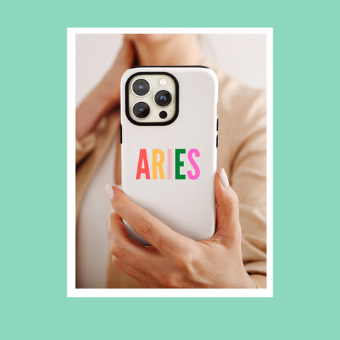 Aries multi-color text phone case cover