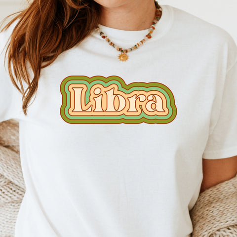 Libra psychedelic trippy text shirt