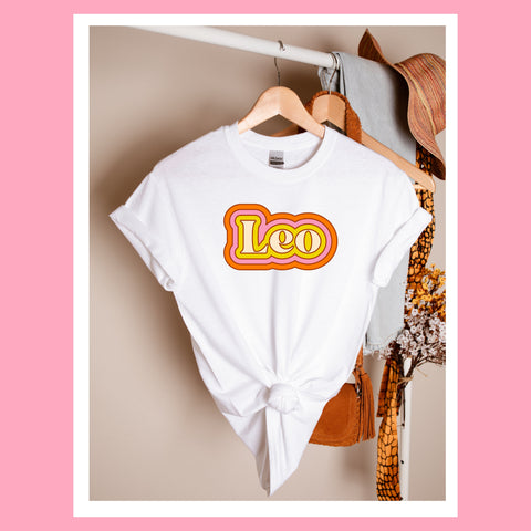 Leo psychedelic trippy text shirt