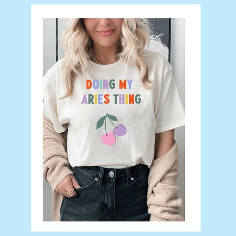 Doing my Aries thing cherry shirt
