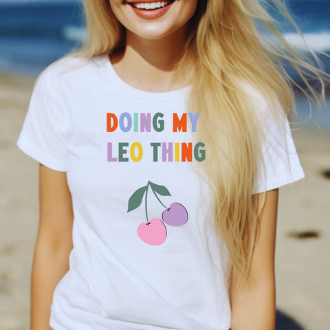 Doing my Leo thing cherry shirt