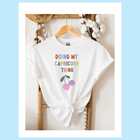Doing my Capricorn thing cherry shirt