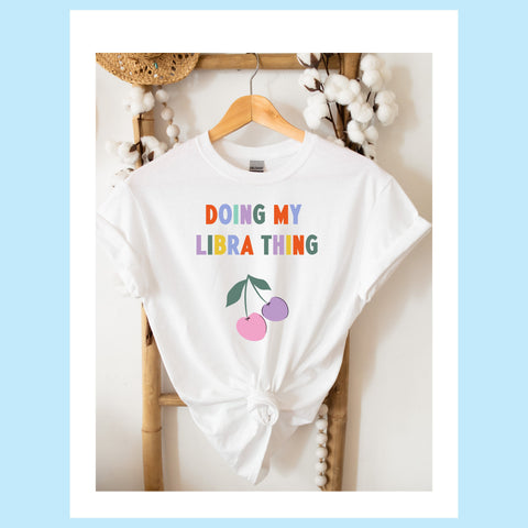 Doing my Libra thing cherry shirt