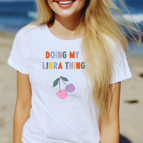 Doing my Libra thing cherry shirt