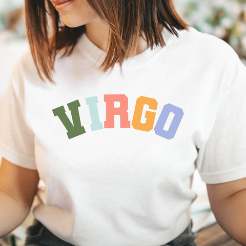 Virgo pastel text varsity shirt