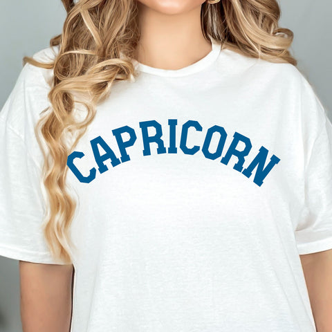 Capricorn varsity text shirt