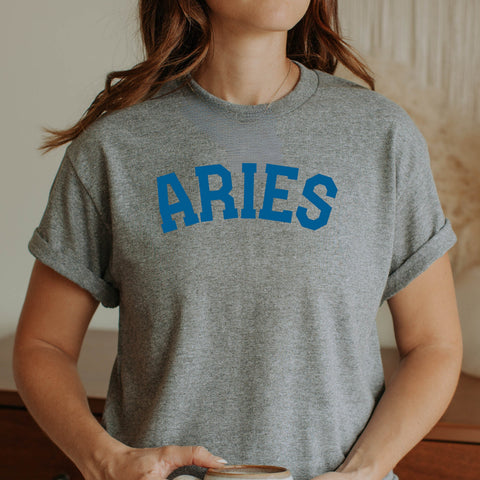 Aries varsity text shirt