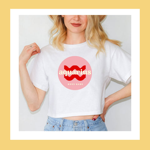Aquarius boss babe crop top