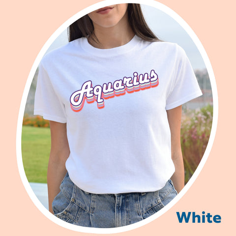 Aquarius retro drop shadow shirt