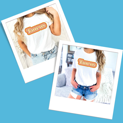 Taurus psychedelic trippy text shirt