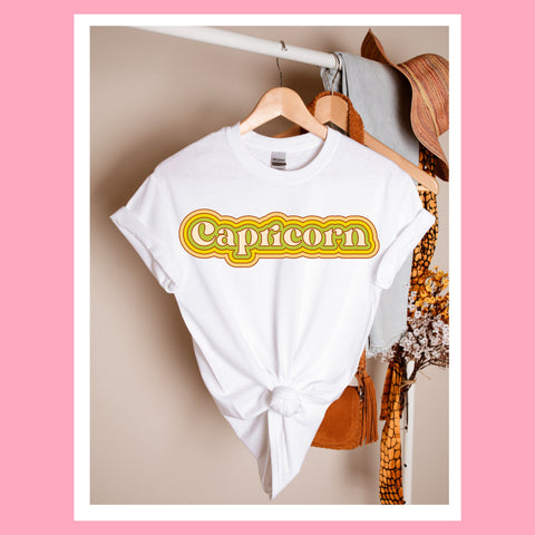 Capricorn psychedelic trippy text shirt