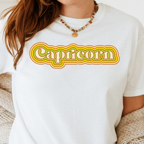 Capricorn psychedelic trippy text shirt