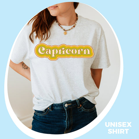 Capricorn psychedelic trippy text shirt