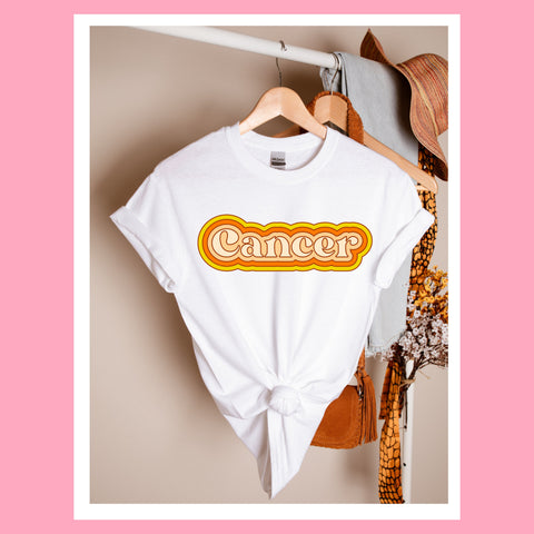 Cancer psychedelic trippy text shirt