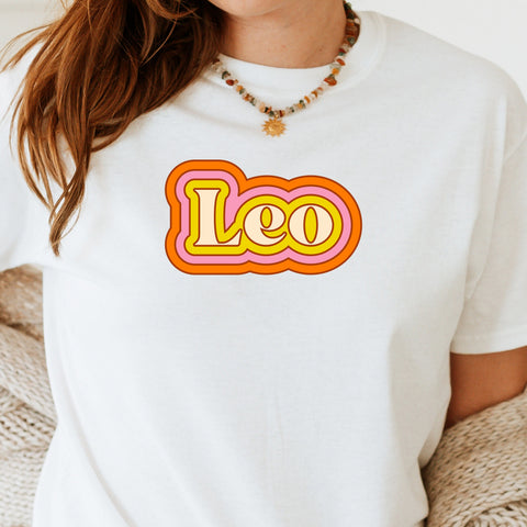 Leo psychedelic trippy text shirt
