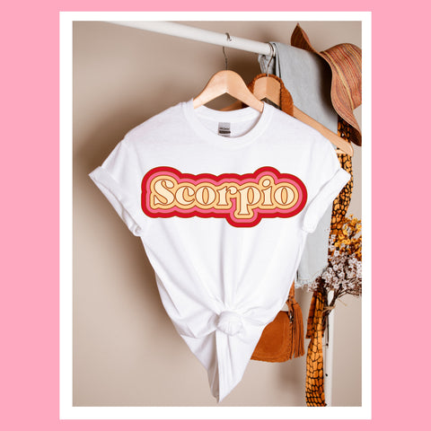Scorpio psychedelic trippy text shirt