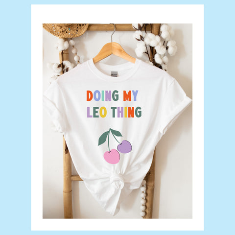 Doing my Leo thing cherry shirt