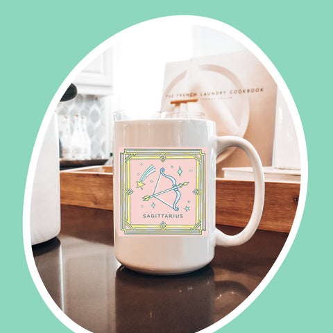 Sagittarius 11 ounce pastel illustration mug