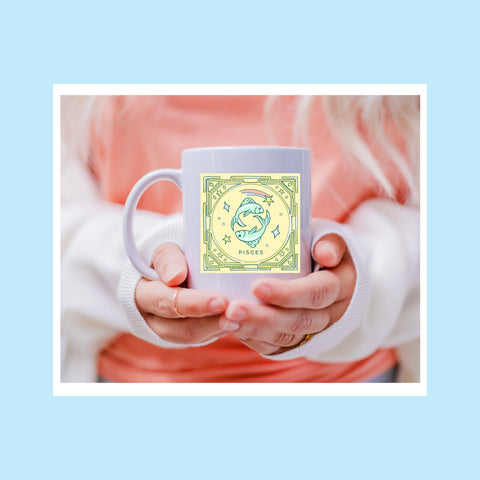 Pisces 11 ounce pastel illustration mug