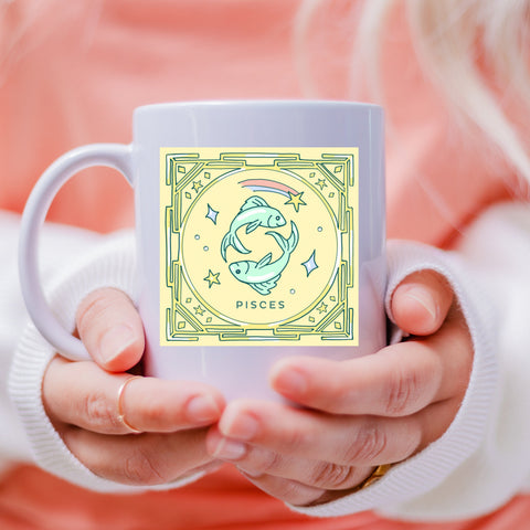 Pisces 11 ounce pastel illustration mug