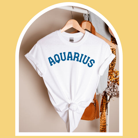 Aquarius varsity text shirt