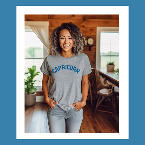 Capricorn varsity text shirt
