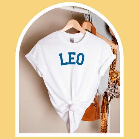 Leo varsity text shirt