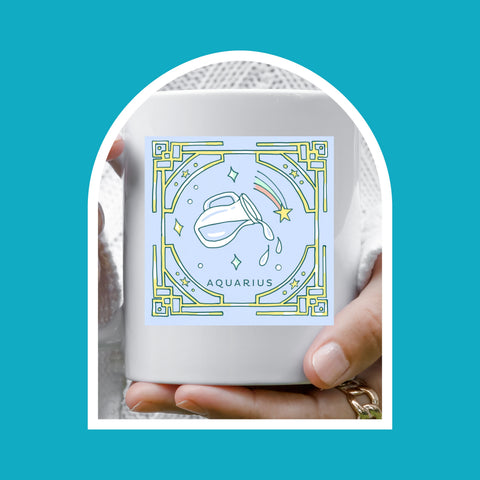 Aquarius 11 ounce pastel illustration mug