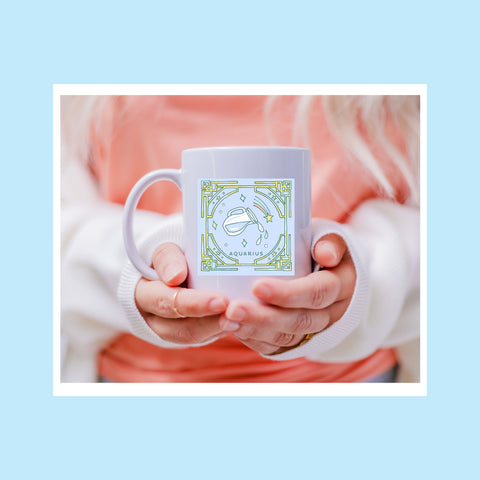 Aquarius 11 ounce pastel illustration mug